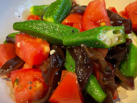 生キクラゲとオクラのさっぱり和物